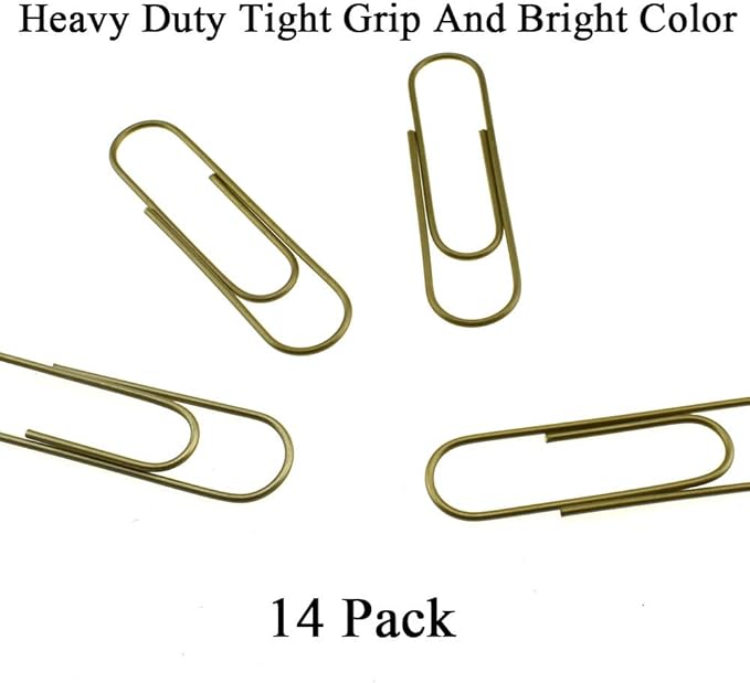 HAHIYO Paperclips 4 inch (100mm) Extra Large Paper Clips Sturdy Bright Brown Vinyl Coated Prevent Scratching Tearing The Pages for Bookmark Organize Home Office School 14 Pack