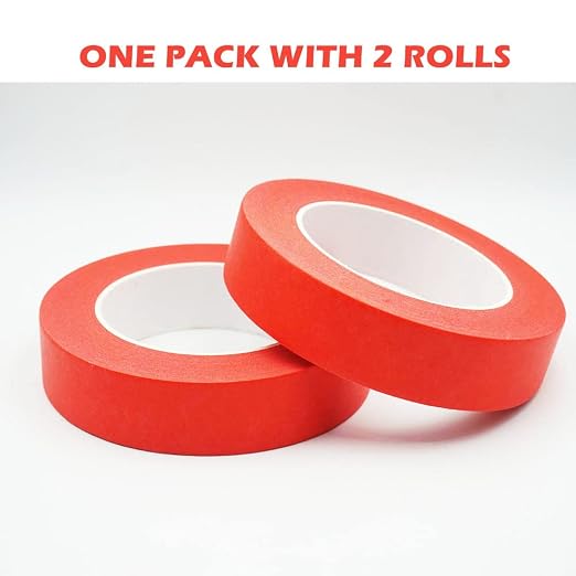 1 Inch Painters Tape, Red Masking Tape 1 Inch Wide 55 Yards X 2 Rolls, Red Paper Tape for Arts DIY Crafts Painting Labeling Decoration School Projects Home Office