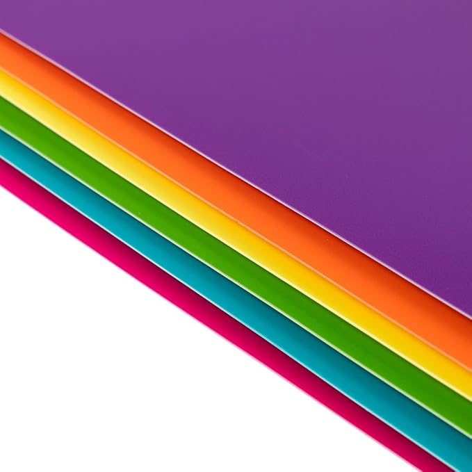 JAM PAPER A4 Heavy Duty Plastic 2 Pocket Presentation Folders - Assorted Fashion Colors - 6/Pack