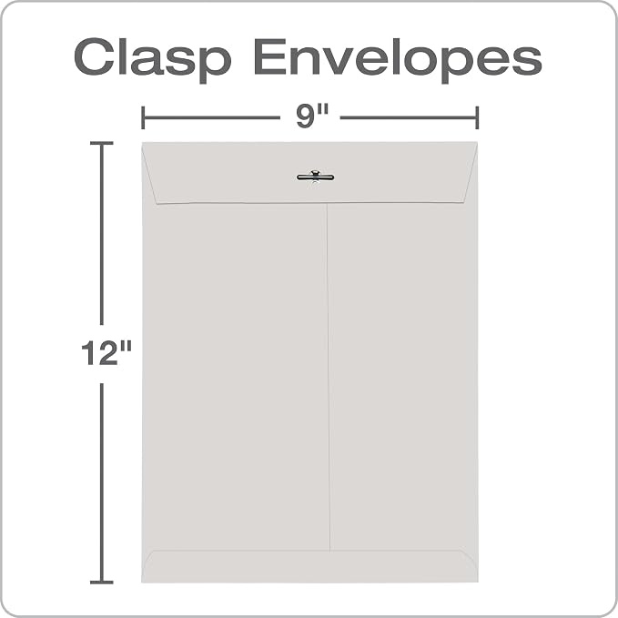 Quality Park Quality Park Executive Gray Gummed Clasp Envelopes (QUA38590), 9 x 12 Inches
