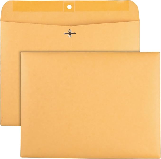 Quality Park 9 x 12 Clasp Envelopes, Deeply Gummed Flaps for Permanent Secure Seal, Great for Filing, Storing or Organizing Documents, 28 lb. Brown Kraft, Open Side, 100/Box (QUA38090) (Pack of 5)