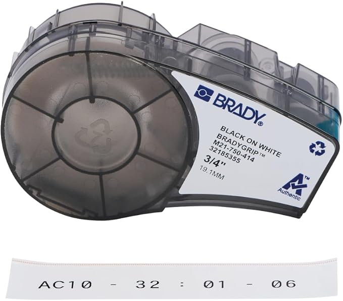 BradyGrip Authentic (M21-750-414) Print-on Hook Labels with Ribbon Featuring Velcro® Brand Hook for M21 Printers - 0.75"
