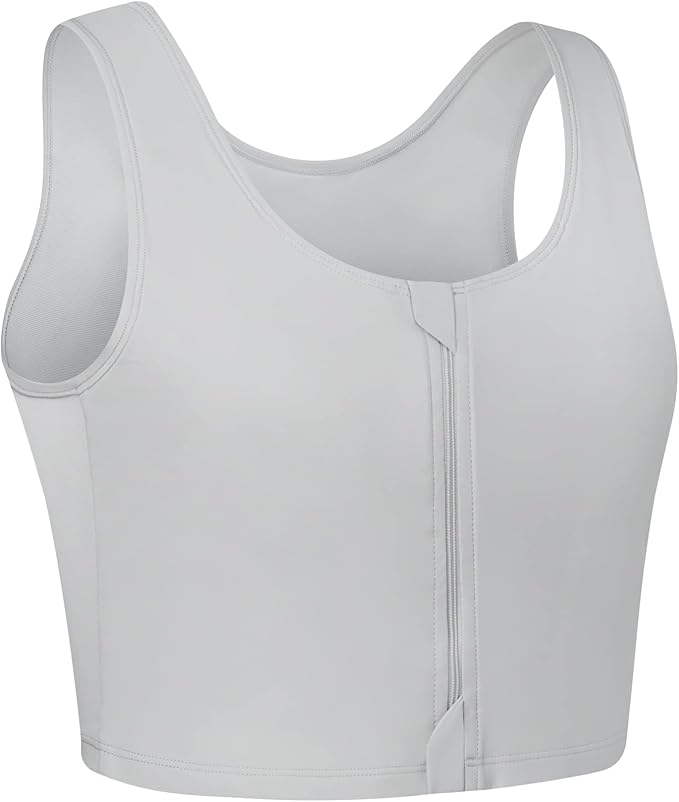 XUJI Transgender FTM Zip Up Breathable Half Chest Binder