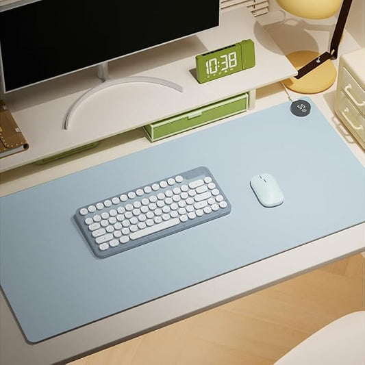 Heated Desk Pad 31.5×13 Inch - 3-Speed Touch Control Large Heated Mouse Mat with 3-Hour Auto Shut-Off, Non-Slip Silicone Eye Protection Warm Desk Mat for Office and Home (Blue)