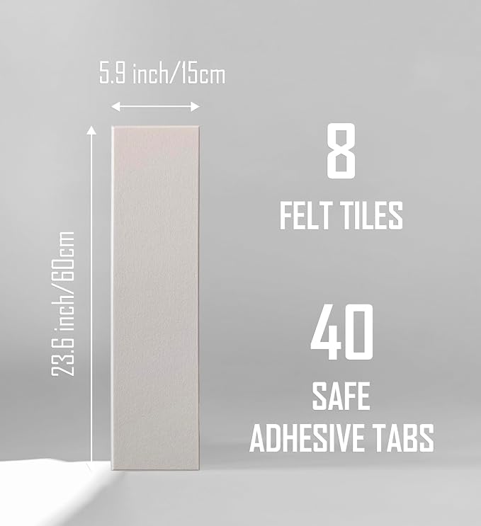 24"x47" Large Cork Board Alternative – 8 Pack Shiplap Felt Wall Tiles with Safe Removable Adhesive Tabs | Felt Bulletin Board Tiles for Walls Pin Board for Office, Home, Classroom, Kids Room - Beige