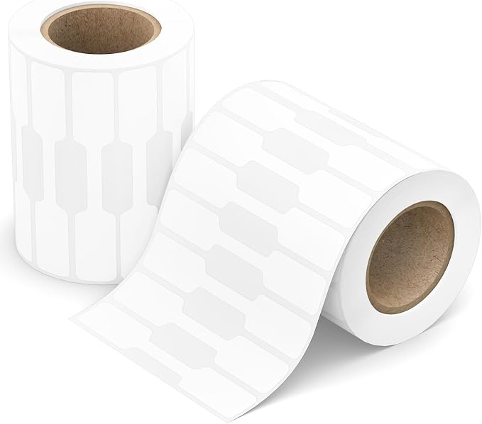 1000 Pcs (500/Roll) White Jewelry Tags Stickers for Pricing | Rectangular Self Adhesive Price Tags, Removable Residue-Free, Blank Waterproof, Jewelry handicrafts Tags for Retail Display