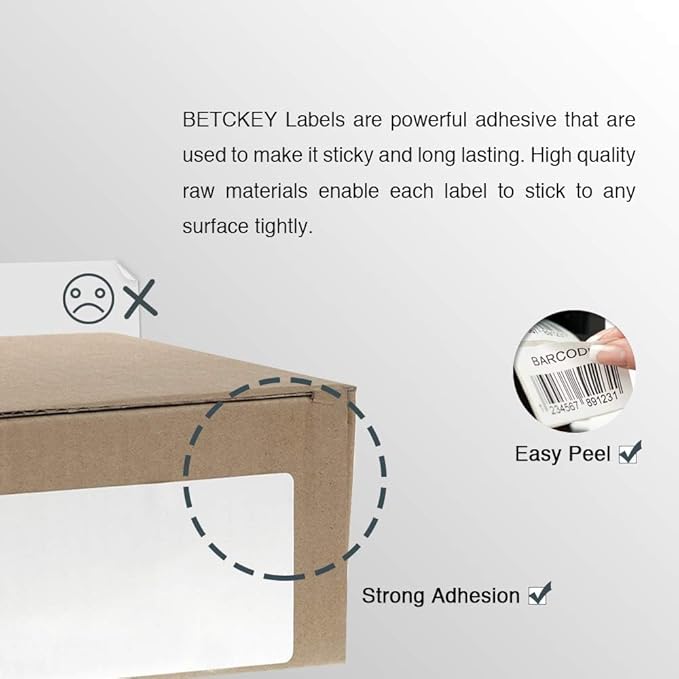BETCKEY - Compatible DYMO 1744907 4x6 Shipping Labels, Perforated, Compatible with DYMO Labelwriter 4XL Rollo & Zebra, NOT Fit 5XL [12 Rolls/2640 Labels]