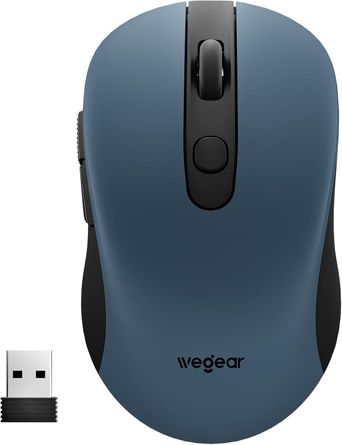 USB Wireless Mouse for Laptop PC Mac, 2.4GHz Cordless Mouse with 6 Buttons, 5-Level Adjustable 4000 DPI, Ergonomic Portable Optical Computer Mice, 24-Month Battery Life-Dark Green