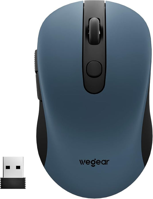 USB Wireless Mouse for Laptop PC Mac, 2.4GHz Cordless Mouse with 6 Buttons, 5-Level Adjustable 4000 DPI, Ergonomic Portable Optical Computer Mice, 24-Month Battery Life-Dark Green