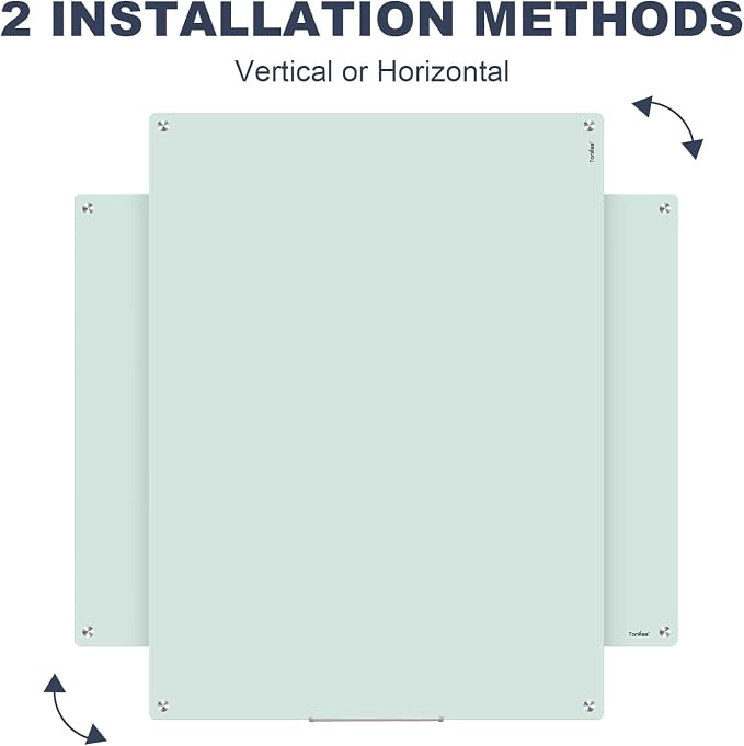 Glass Whiteboard 48x32 Magnetic White Board Dry Erase Board for Wall | Magnetic Surface, Dry Erase, Large Frameless Glass Whiteboard, Ideal for Office Home School Classroom Kitchen