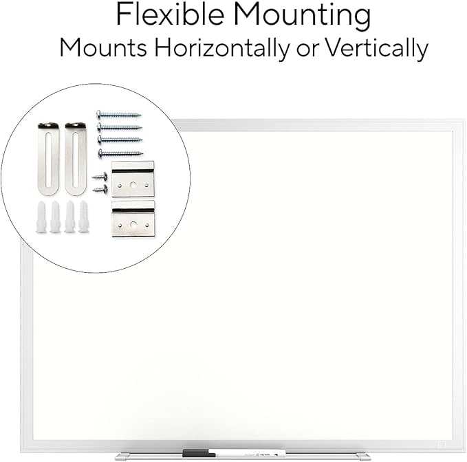 TRU RED Melamine Whiteboard | Dry Erase Board for Wall, White Board with Gray Frame, 2 ft x 1.5 ft