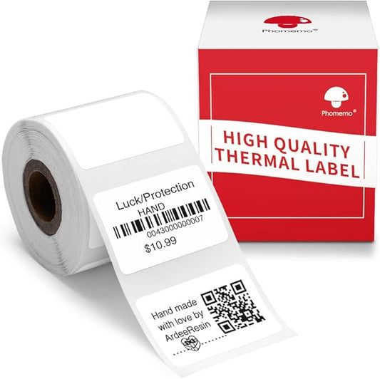 Phomemo Rectangle Barcode Labels, Multi-Purpose White Self-Adhesive Tag for M110/M110S/M120/M200/M220 Label Maker Machine, 1.18'' x 0.78"(30X 20mm), 320 Labels/Roll, Black on White