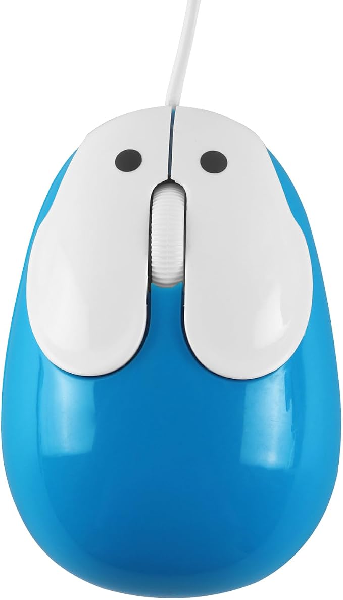 Cute Wired Mouse, Small Rabbit Shape USB Wired 1600 DPI Optical Mice Computer Mouse, Portable Corded Mice for Travel, Office, Home, Laptop, Computer (Blue)