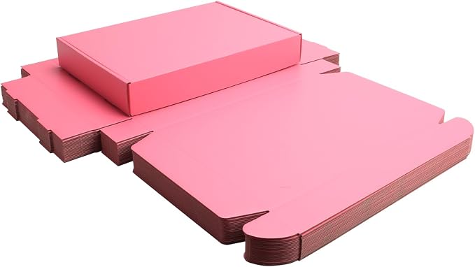 Pink Shipping Packaging Boxes Mailers E-Commerce Packing 20Pcs13×9×2 Inch | Corrugated cardboard Wraps,flat pre-folded easy assembly,online store daily shipping parcels,gifts boxes,cross-border mailing