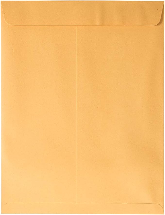 JAM PAPER 10 x 13 Open End Catalog Premium Envelopes with Peel and Seal Closure - Brown Kraft Manila - 100/Pack