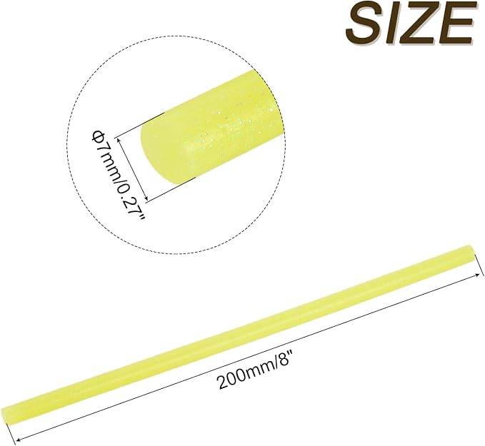 uxcell 30pcs Full Size Hot Glue Gun Sticks 8-inch x 0.27-inch High Sticky Small Hot Glue Sticks for Glue Gun, Glitter Yellow