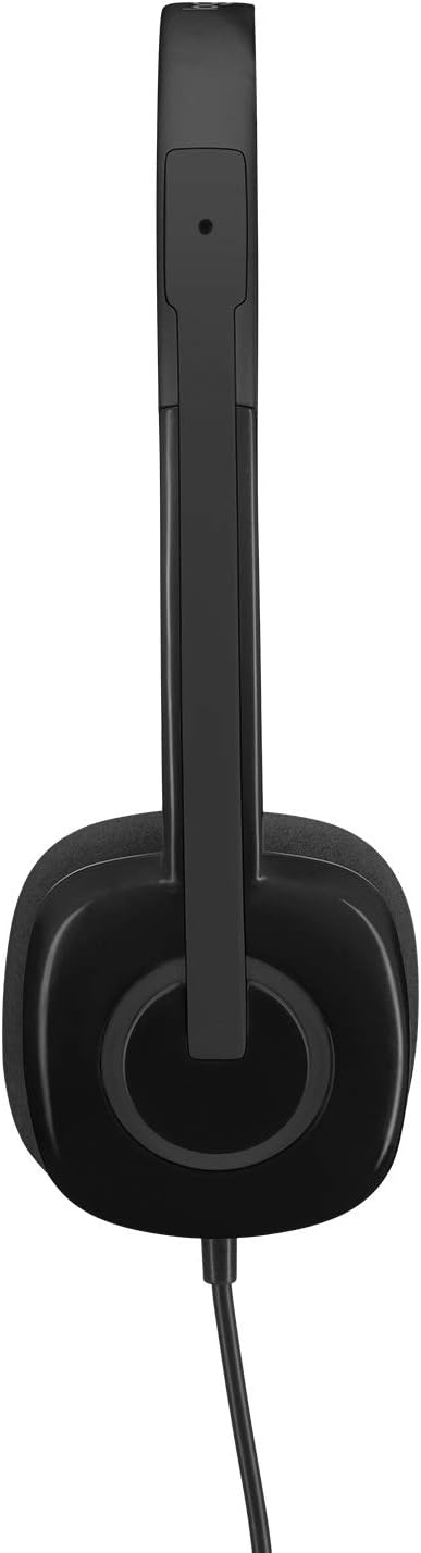 Logitech H151 Wired Headset, Analog Stereo Headphones with Rotating Noise-Cancelling Microphone, 3.5 mm Audio Jack, in-Line Controls, PC/Mac/Laptop/Tablet/Smartphone - Black