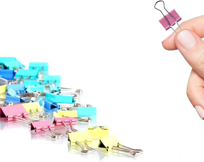 Mini Binder Clips, 120 Pack, 5/8 Inch, Color, Standard 15mm, Micro Paper Clips, Fold Clamp, Capacity 0.23 Inch, Office and School Supplies
