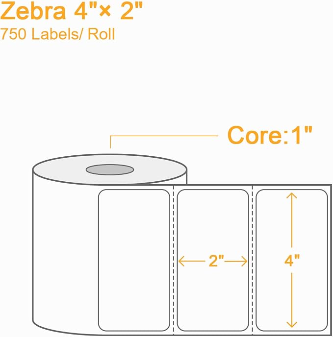 (9,000 Labels/12 Rolls) Labelebal 3-Proof 1" Core 12 Rolls 4" x 2" Inch Direct Thermal Labels, Address Shipping Labels Compatible with Rollo & Zebra Desktop Printers Adhesive
