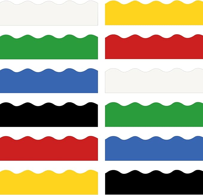 Containlol 236ft Classic Color Bulletin Board Decoration, Spring Classroom Bulletin Board Borders Bright Scalloped Trim for School Office Poster Chalkboard Whiteboard Wall Decor