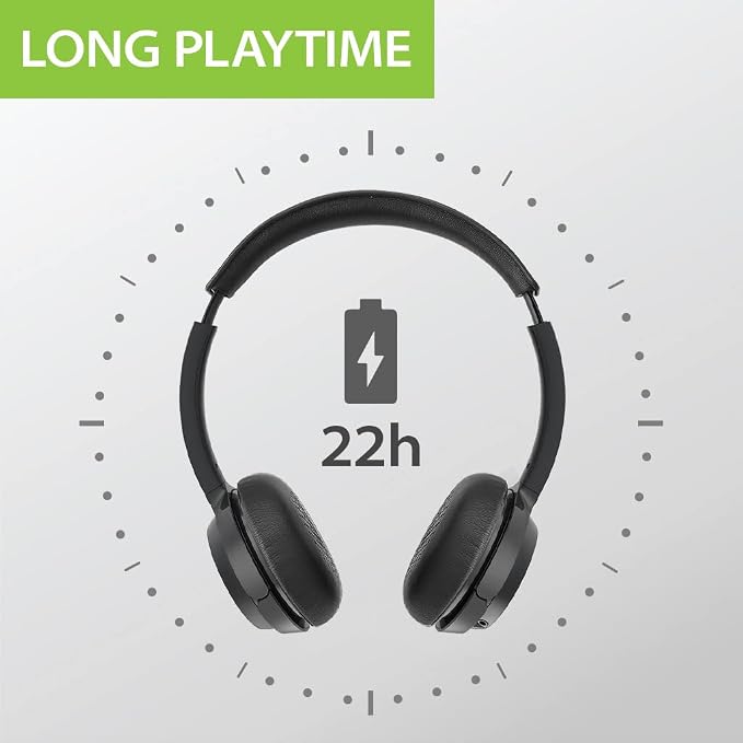 Avantree AH6B - Bluetooth Headset with Detachable Microphone | Lightweight on-ear headset for office or home with 22-hour battery, soft.