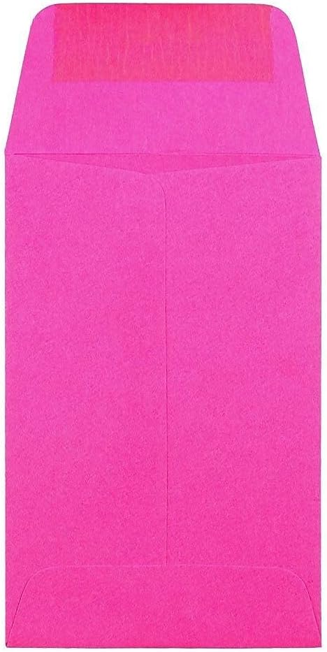 JAM PAPER #1 Coin Business Colored Envelopes - 2 1/4 x 3 1/2 - Ultra Fuchsia Hot Pink - 50/Pack