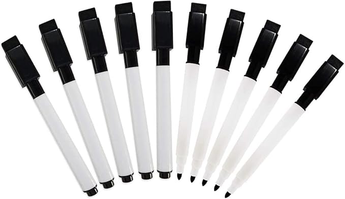 Flexible Magnets Dry Erase Markers - Magnetic Whiteboard Markers with Cap Mounted Eraser - Markers For Dry Erase Board - Fine Tip Marker For Whiteboard Low Odor (100)