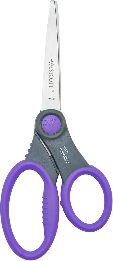 Westcott 12-Pack 6” Kids Scissors Scissors for Students Ages 8+, for School and Craft Projects, Back to School Supplies for Big Kids, Soft-Touch Handles in Assorted Colors.