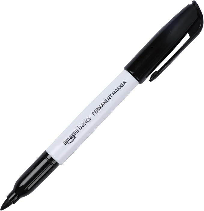 Amazon Basics Fine Tip Permanent Markers for Office, School, and Home Use, Assorted Colors, 24 Pack