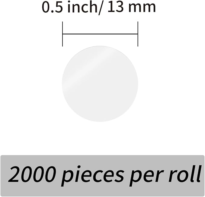2000 Pieces 0.5 Inch Clear Transparent Round Waterproof Sticker,Circle Dot Stickers Used for Classroom Office and More,with Perforation Line