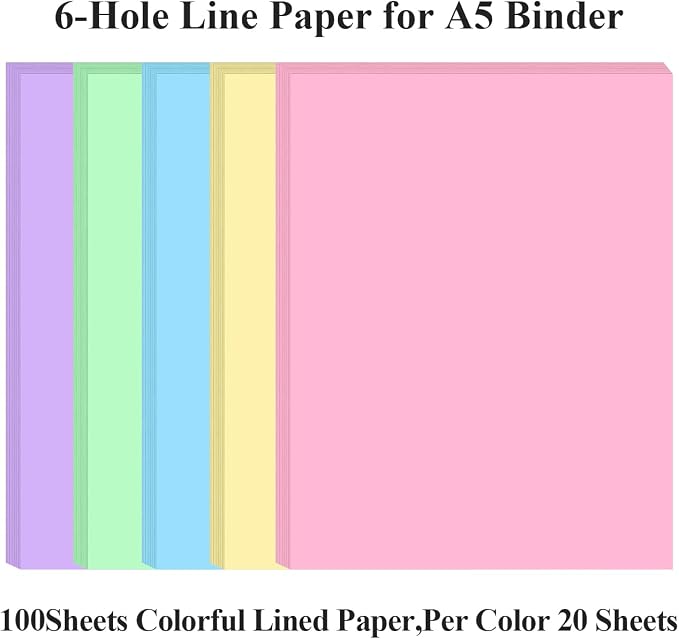 8.5" x 11" Colored Copy & Print Paper - 100 Sheets/200 Pages 5 Colors Rainbow A4 Printer Paper, 20 lb Letter Size Colored Origami Paper in Office/School/Home
