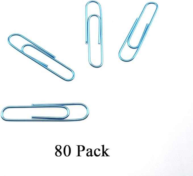 HAHIYO Paper Clips Large 2 inches Length Blue Paperclips Vinyl Coated Prevent Scratching Tearing The Pages Sturdy for Bookmark Organize Home Office School 80 Pack