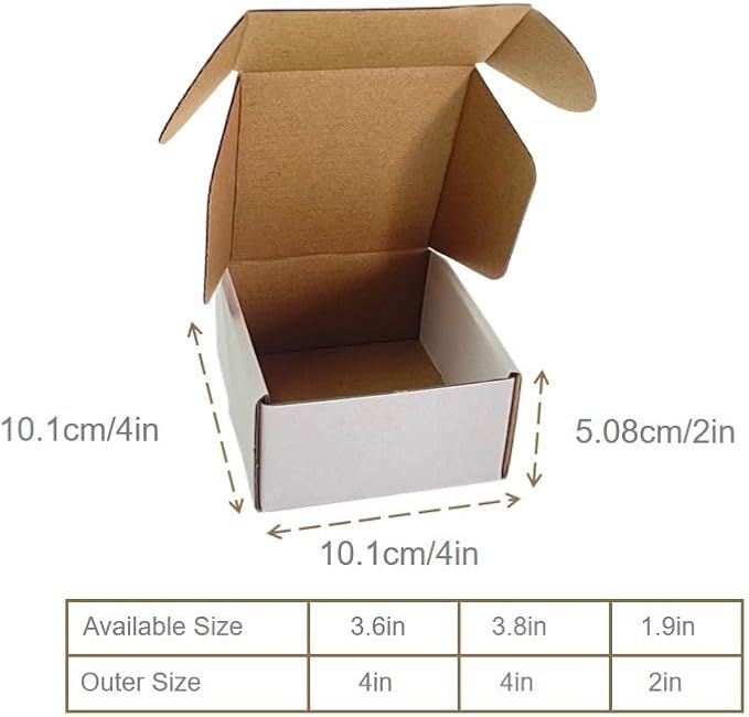 4x4x2 Shipping Boxes Set of 100, White Small Corrugated Cardboard Box, Mailer Box