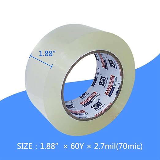 P PERFECTAPE Heavy Duty Packing Tape 6 Rolls, Clear, 2.7 mil, 1.88" x 60Y | Total 360Y, Ultra Strong, Refill for Packaging and Shipping