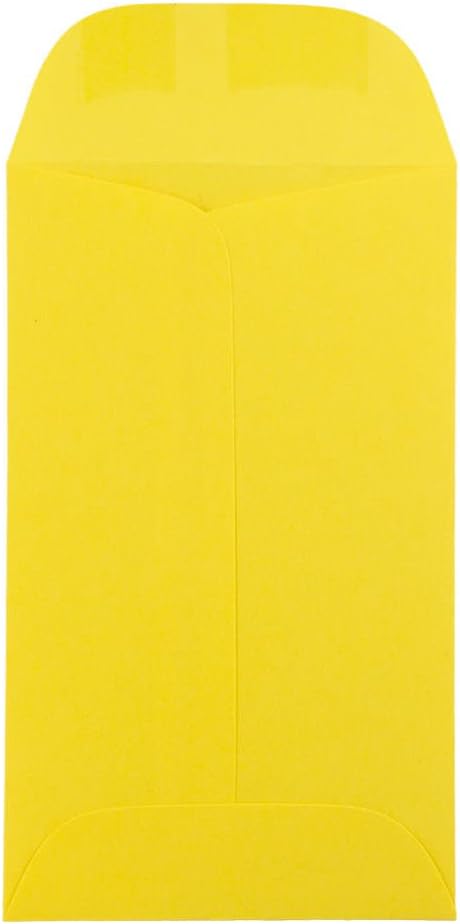 JAM PAPER #6 Coin Business Colored Envelopes - 3 3/8 x 6 - Yellow Recycled - 50/Pack