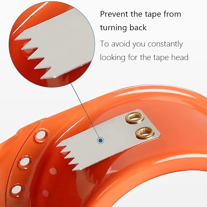 PROSUN 2 Pack Heavy Duty Metal Packing Tape Dispenser Gun and 2 Replacement Blades:2-inch Wide Tape Dispenser for Shipping, Moving, Office & Warehouse(2026 New Set 2" Orange+2" White)