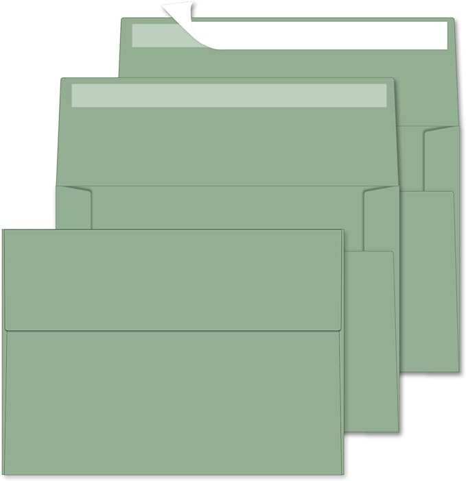 A2 Envelopes 200 Pack Envelopes for Invitations（Sage Green） | Self Seal Envelope for 4.25x5.5 Cards,4 3/8" x 5 3/4" Envelopes For Postcards, Photos，RSVP, Greeting Cards