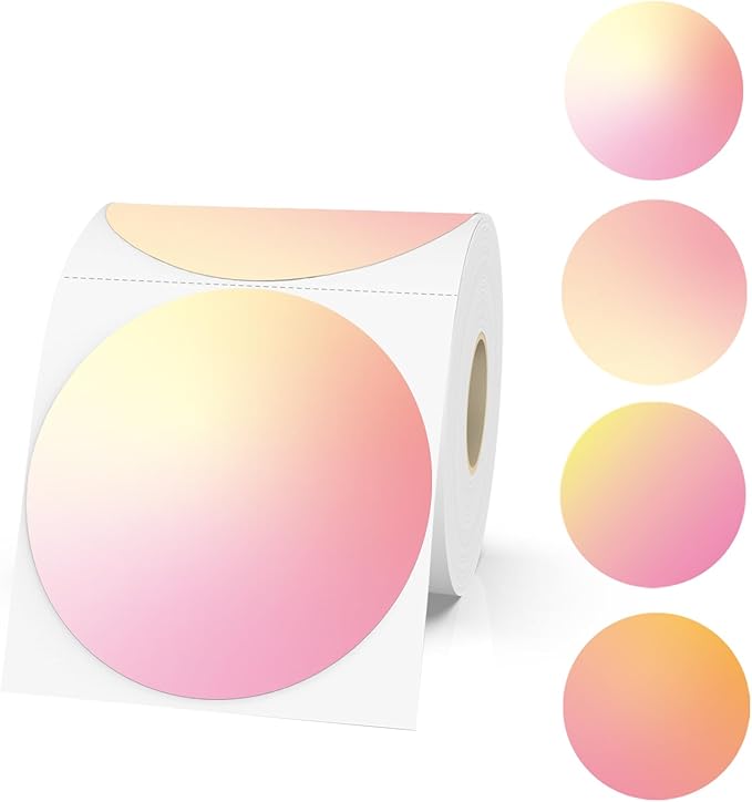 3 Inch Pink Round Thermal Sticker Labels, Self-Adhesive Circle Direct Thermal, Multi-Purpose Roll for DIY Logo Design, QR Code, Name Tag (410 Labels, 1 Roll)