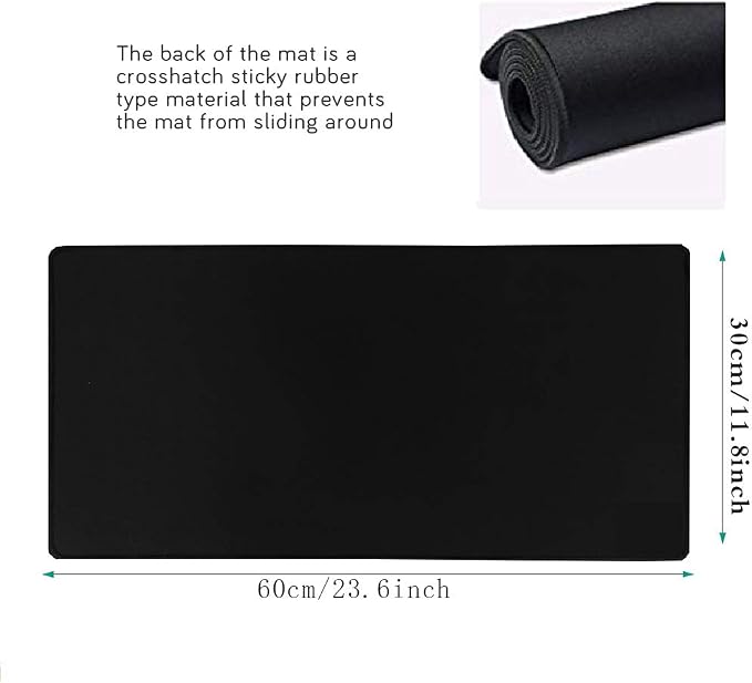 Gaming Mouse Mat/Mouse Pad 23.6x11.8x0.12Inch | XXL Mouse pad | Table mat/Large Size | Improved Precision and Speed | Rubber Base for Stable Grip on Smooth Surfaces Non-Slip (60x30Black004)