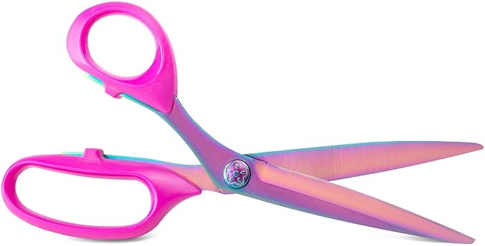 Left Handed Sewing Scissors for Fabric Cutting, Professional Sharp Heavy Duty Titanium Coating Forged Stainless Steel Multi-Purpose Shears for Leather, Dressmaking, Tailoring, Quilting, Office, 9 inch