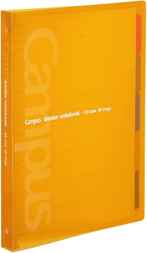 Kokuyo Campus Slide Binder with 5 Tab Dividers, Middle Type, B5, 26 Holes, Up to 100 Sheets, Orange, Japan Import (RU-P333NYR)