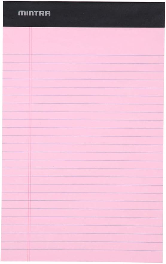 Mintra Office Colorful Legal Pads - Includes 2 Blue, 2 Pink, and, 2 Green Writing Pads, Micro Perforated Lined Sheets, Ideal for Professional & Personal Use, 5"x8" Narrow Ruled, 6 pack Pastel Set 2