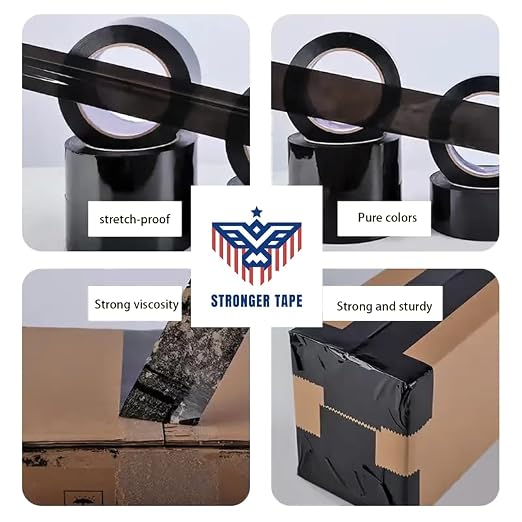 Black Carton Sealing Tape, 2 x 110 Yard, 2.0 mil Thick, Heavy Duty (1 Roll) for Moving, Packing, Shipping and Storage