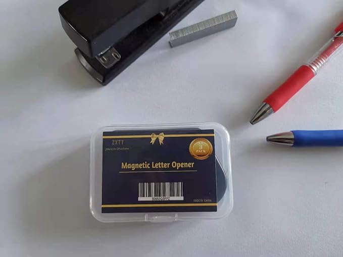 Magnetic Letter Openers Envelope,3 Pack,Black,Envelope Opener Slitter | Mail Openers Blade with Magnet,Letter Opener for Women,Men,Office,Envelope Cutter