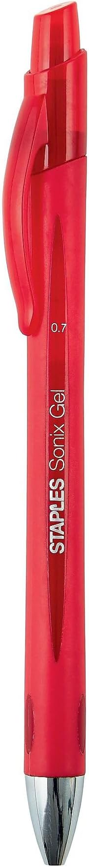 STAPLES Retractable Gel Pens, Medium Point 0.7mm, Red Ink, 36 Pack – Sonix Smooth‑Writing Gel Pens for Editing & Office Use