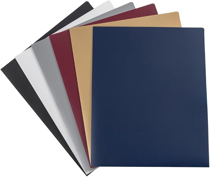 JAM PAPER Heavy Duty Plastic 2 Pocket Extra Tough School Folders - Assorted Professional Colors - 6/Pack