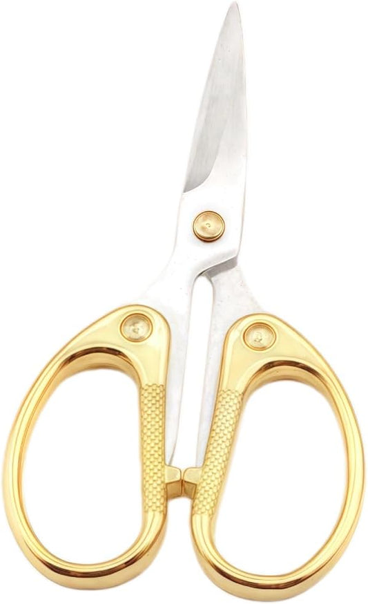 5" Heavy Duty Scissors with Ultra Sharp Blades and All Stainless Steel Comfort Grip Handles - For Office, Home, School, Sewing and Crafts (Gold)