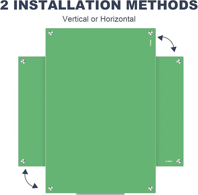 Glass Whiteboard 36x24 Magnetic White Board Dry Erase Board for Wall | Magnetic Surface, Dry Erase, Large Frameless Glass Whiteboard, Ideal for Office Home School Classroom Kitchen