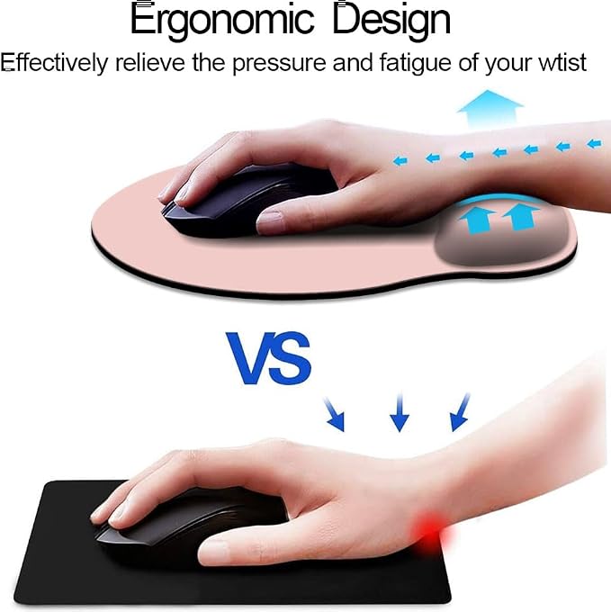 DOOKE ErgoComfort Wrist Rest Mouse Pad-Ergonomic Office Mousepad with Wrist Support-Non-Slip,Pink Desk Accessories Mat for Home&Game Decor Cute Pink