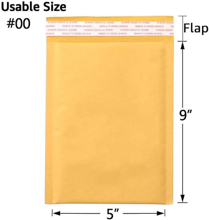 Kraft Bubble Mailers [10 Pack] Mailing Packing Envelopes #00 (5" x 9")